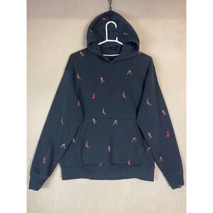 Nike Jordan All Over Print Pullover‎ Hoodie Black Red Jumper Mens Medium